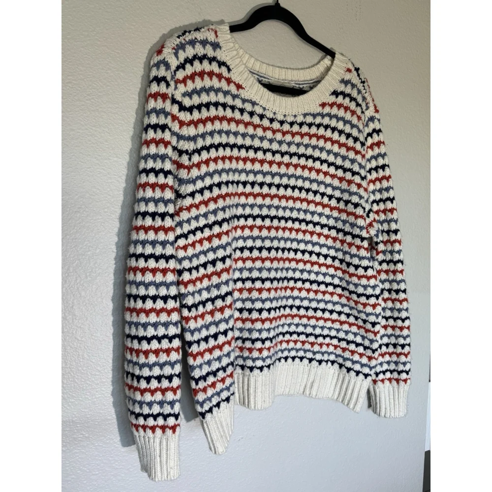 St. John’s Bay Chunky Knit Sweater XL Multicolored Striped Grandpa Style Retro - Picture 4 of 8